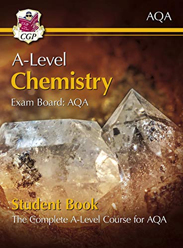 CGP A-Level Chemistry for AQA student book cover with a crystal background image.