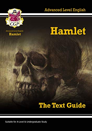 CGP A-Level English text guide cover featuring a skull and title "Hamlet".