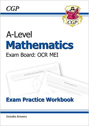 A-Level Maths exam practice workbook for OCR MEI, with example pages.