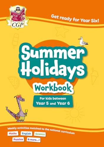 CGP Summer Holidays workbook cover for students between Year 5 and Year 6.