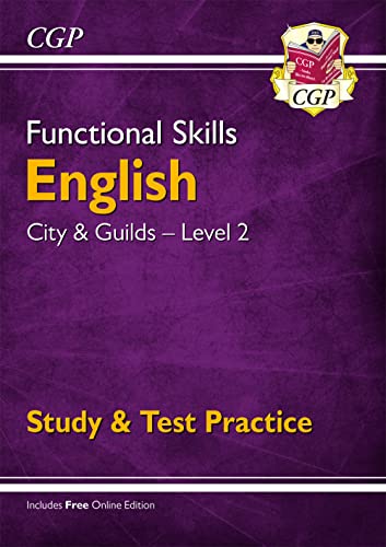 CGP Functional Skills English Level 2 study and test practice book cover.