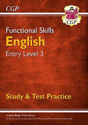CGP Functional Skills English Entry Level 3 study and test practice book cover.