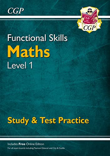 CGP Functional Skills Maths Level 1 Study and Test Practice book cover.