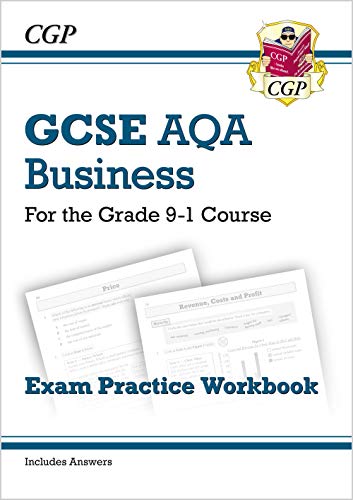 GCSE Business exam practice workbook cover with sample questions.