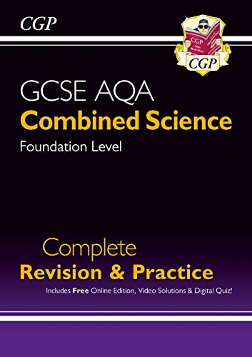 CGP GCSE AQA Combined Science Foundation revision book cover with black and purple background.