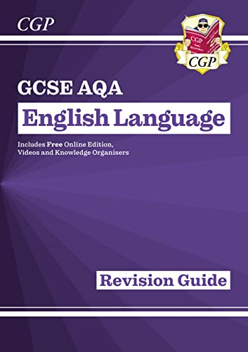 Purple CGP GCSE AQA English Language revision guide book cover.