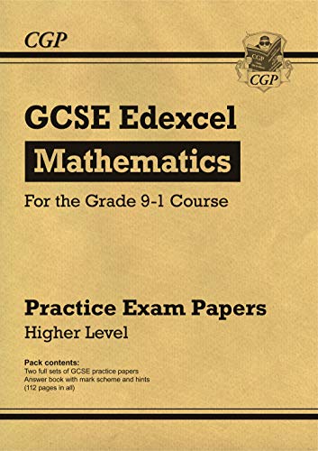Beige cover of GCSE Edexcel Higher Level Maths practice exam papers.