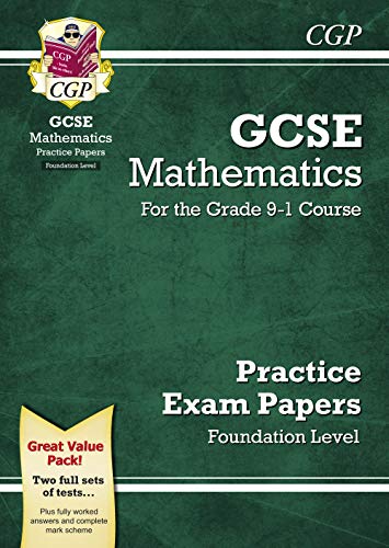 Green GCSE Maths practice paper cover with white text and a gold emblem.
