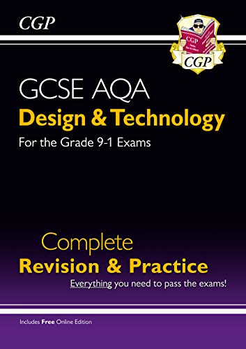 CGP GCSE AQA Design and Technology revision guide with black and purple cover.