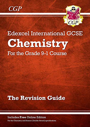 CGP Edexcel International GCSE Chemistry Revision Guide book cover with a red textured background.