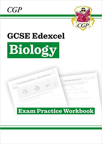 GCSE Biology exam practice workbook cover with diagrams of cells and vessels.