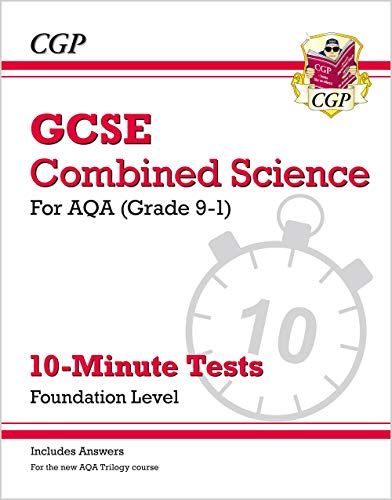 GCSE Combined Science Foundation level revision book with a clock graphic.