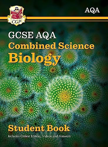 GCSE Biology textbook cover with green cellular imagery and text.