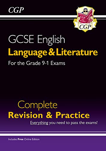 CGP GCSE English Language and Literature revision guide book cover with black background.
