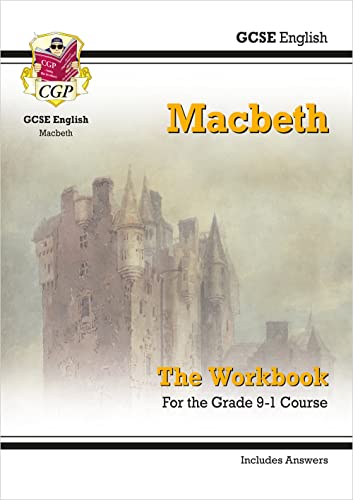 GCSE English workbook cover for Shakespeare’s Macbeth, featuring a castle.