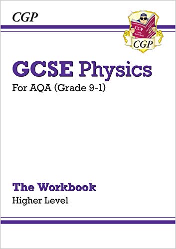 Purple and white GCSE Physics workbook cover for AQA, higher level.