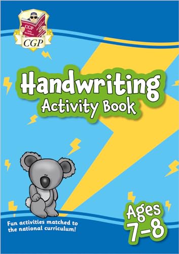 Handwriting Activity Book for ages 7-8 with a koala illustration on a blue background.