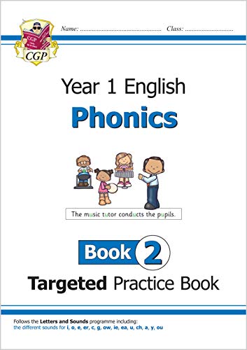 Year 1 Phonics practice book cover with children and a teacher illustration.