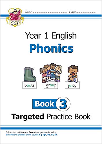 CGP Year 1 English Phonics Book 3 targeted practice workbook cover.