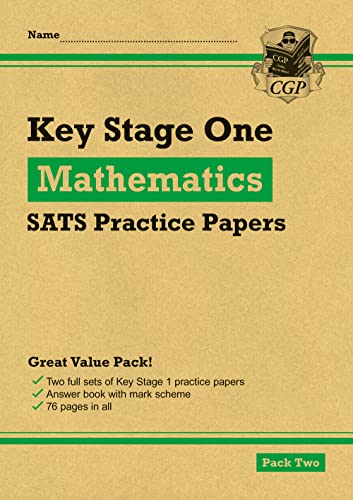KS1 Maths SATs practice papers, pack two, with a brown cover.