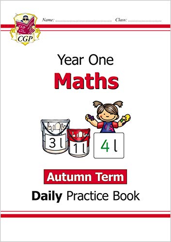 Year One Maths practice book cover with child, containers, and numbers.
