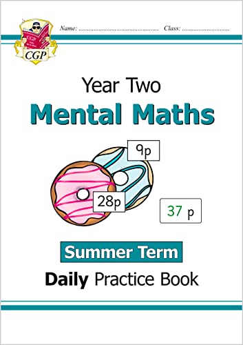 Year 2 maths practice book cover with donuts and price calculations.