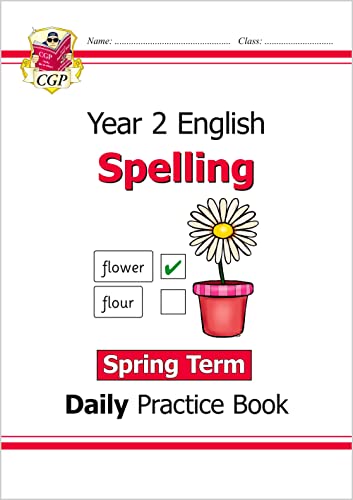 Year 2 spelling practice book cover with a flower and check box.