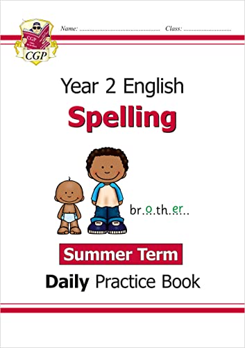 Year 2 English Spelling Summer Term daily practice book cover with cartoon characters.