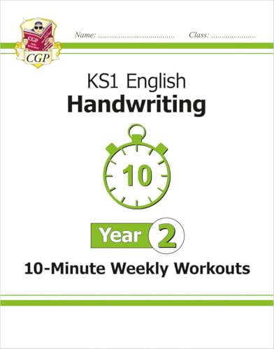 Book cover: KS1 English handwriting practice with a clock graphic.