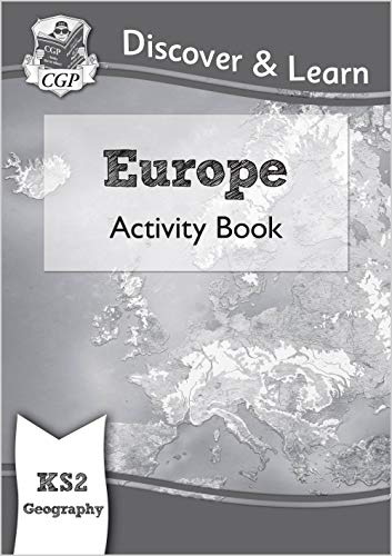 Geography activity book cover with a map of Europe and "KS2" label.