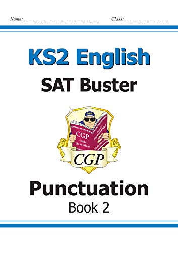 KS2 English punctuation workbook cover with illustration of a reading character.