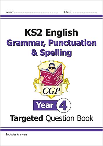Colourful workbook with English exercises for year 4 grammar, punctuation and spelling practice.