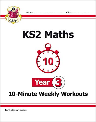 KS2 Maths workout book cover with a red timer and "Year 3".