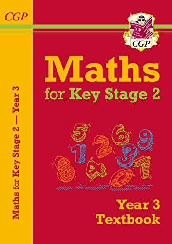 Red Year 3 Maths textbook cover with colourful, sketched numbers.