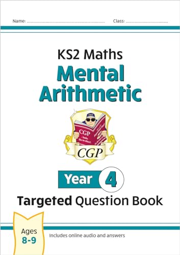 CGP Year 4 Maths Mental Arithmetic Targeted Question Book with a character illustration.