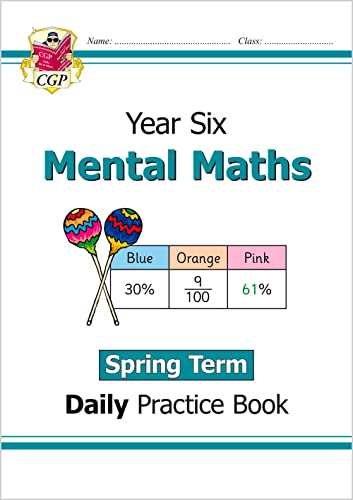 Year 6 maths practice book cover with colourful lollipops and text.