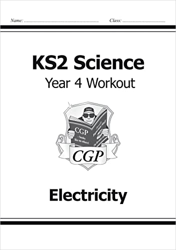 KS2 Science workbook cover, Year 4, Electricity, with cartoon mascot.