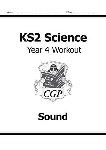 KS2 Science workbook cover, Year 4, topic: Sound, with shield crest.