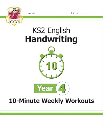 KS2 Year 4 English handwriting workout book cover with a timer icon.
