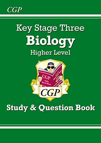 Green CGP Key Stage Three Biology Higher Level Study and Question Book cover.