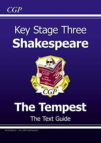 Purple book cover with Shakespeare portrait, titled “The Tempest” text guide.