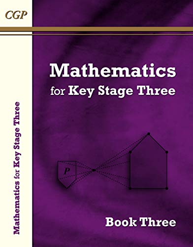 CGP Mathematics for Key Stage Three Book Three textbook cover with purple background.