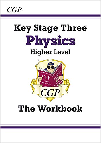 CGP Key Stage Three Physics Higher Level workbook cover with a cartoon mascot illustration.