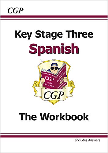 CGP Key Stage Three Spanish workbook cover with the CGP mascot logo.