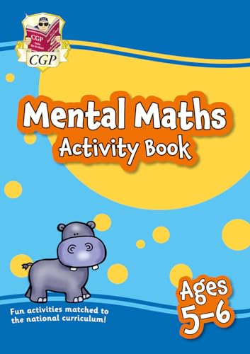 Bright blue cover of a children’s mental maths activity book with a hippo.