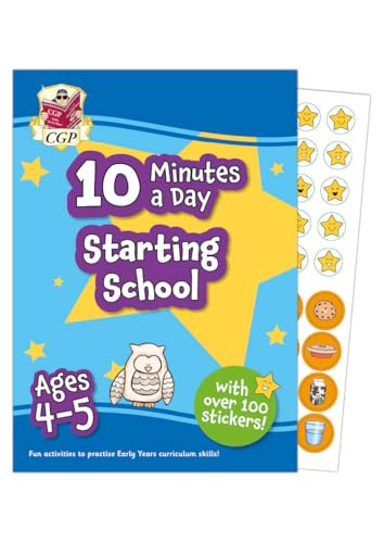 Educational workbook cover titled 10 Minutes a Day Starting School with a sticker sheet.