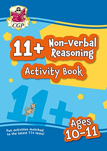 Bright blue cover of an 11+ Non-Verbal Reasoning activity book for ages 10-11.
