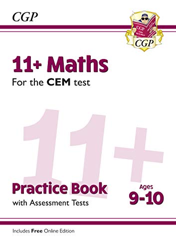 CGP 11+ Maths Practice Book for the CEM test, ages 9-10, white cover.