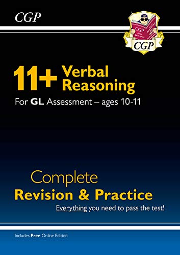 Book cover: "11+ Verbal Reasoning" for GL assessment, ages 10-11.