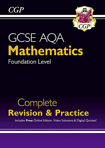 Black GCSE Maths AQA Foundation Level revision guide with white text.